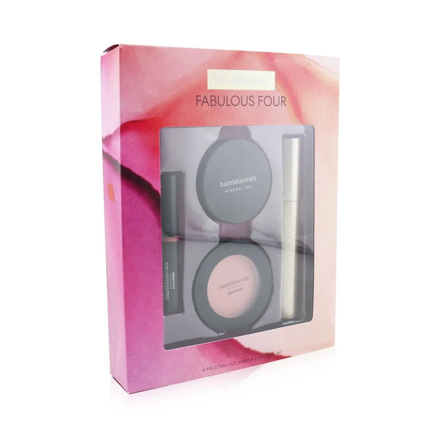 BareMinerals Fabulous Four Full Size Makeup Essentials Set (1x Mineral Veil Finishing Powder. 1x Blush. 1x Lipstick. 1x Mascara)  4pcs